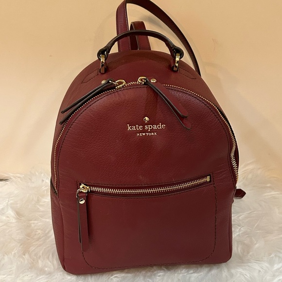 Kate Spade Pebbled Leather Backpack Burgundy bag - Picture 2 of 12